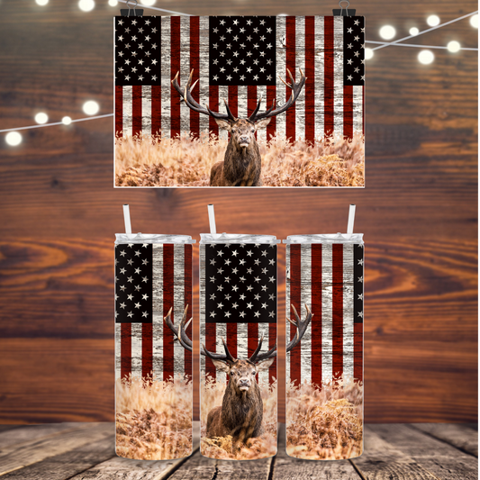 PATRIOTIC ELK FLAG 20 oz Tumbler