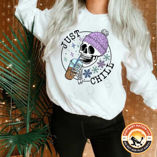 Just Chill Skeleton Coffee Sweatshirt